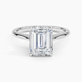 Load image into Gallery viewer, Emerald Cut Hidden Halo Moissanite Engagement Ring