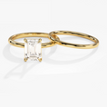 Load image into Gallery viewer, Emerald Cut Solitaire Moissanite Bridal Set