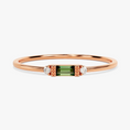 Fancy Baguette Cut Green Tourmaline Promise Ring–1.2 mm