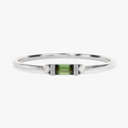 Fancy Baguette Cut Green Tourmaline Promise Ring–1.2 mm
