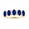 Five Stone Lab-Grown Blue Sapphire with Moissanite Wedding Band