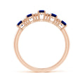 Five Stone Lab-Grown Blue Sapphire with Moissanite Wedding Band