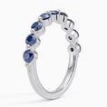 Floating Lab Blue Sapphire Half Eternity Wedding Band