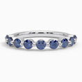 Floating Lab Blue Sapphire Half Eternity Wedding Band