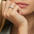 Floating Lab Blue Sapphire Half Eternity Wedding Band