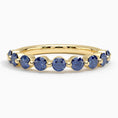 Floating Lab Blue Sapphire Half Eternity Wedding Band