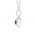 Floating Lab-Created Emerald with Moissanite Halo Pendant Necklace