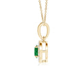 Floating Lab-Created Emerald with Moissanite Halo Pendant Necklace