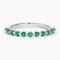Round Lab Emerald Half Eternity Wedding Band