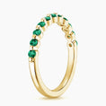 Round Lab Emerald Half Eternity Wedding Band