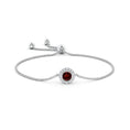 Garnet with Moissanite Circle Halo Bolo Bracelet