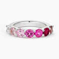 Gradient Pink Round Lab Gemstone Half Eternity Wedding Band - 3.0 mm