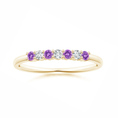 Half Eternity Amethyst and Moissanite Seven Stone Wedding Band