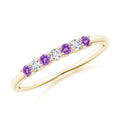 Half Eternity Amethyst and Moissanite Seven Stone Wedding Band