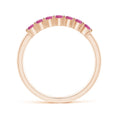 Half Eternity Pink Tourmaline Seven Stone Wedding Band-2.4 mm