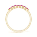 Half Eternity Pink Tourmaline Seven Stone Wedding Band-2.4 mm