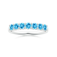 Half Eternity Swiss Blue Topaz Seven Stone Wedding Band-2.5 mm