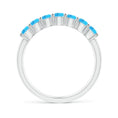 Half Eternity Swiss Blue Topaz Seven Stone Wedding Band-2.5 mm