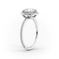 Halo Oval Lab-Grown Diamond Pavé Band Engagement Ring