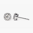Load image into Gallery viewer, Halo Round Cut Moissanite Stud Earrings