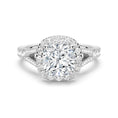 Load image into Gallery viewer, Halo Cushion Cut Split-Shank Moissanite Engagement Ring