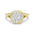 Load image into Gallery viewer, Halo Cushion Cut Split-Shank Moissanite Engagement Ring