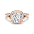 Load image into Gallery viewer, Halo Cushion Cut Split-Shank Moissanite Engagement Ring