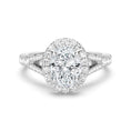 Load image into Gallery viewer, Halo Oval Cut Split-Shank Moissanite Engagement Ring