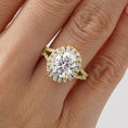 Load image into Gallery viewer, Halo Oval Cut Split-Shank Moissanite Engagement Ring