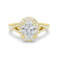 Load image into Gallery viewer, Halo Oval Cut Split-Shank Moissanite Engagement Ring