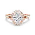 Load image into Gallery viewer, Halo Oval Cut Split-Shank Moissanite Engagement Ring