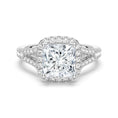 Halo Princess Cut Split-Shank Moissanite Engagement Ring