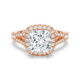 Halo Princess Cut Split-Shank Moissanite Engagement Ring