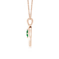 Heart Design Floating Round Lab-Created Emerald Pendant Necklace