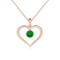 Heart Design Floating Round Lab-Created Emerald Pendant Necklace