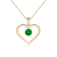 Heart Design Floating Round Lab-Created Emerald Pendant Necklace