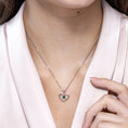 Heart Design Floating Round Lab-Created Emerald Pendant Necklace