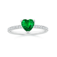 Heart Lab-Created Emerald with Moissanite Accents Promise Ring