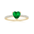 Heart Lab-Created Emerald with Moissanite Accents Promise Ring