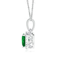 Heart Lab-Created Emerald with Moissanite Halo Pendant Necklace