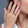 Heart Lab-Created Ruby with Chevron Pavé Moissanite Band Promise Ring