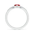Heart Lab-Created Ruby with Chevron Pavé Moissanite Band Promise Ring