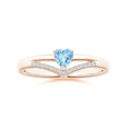 Heart-Shaped Aquamarine with Chevron Moissanite Accents Promise Ring