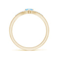 Heart-Shaped Aquamarine with Chevron Moissanite Accents Promise Ring