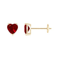Heart-Shaped Lab-Created Ruby Solitaire Stud Earrings