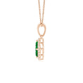 Lab-Created Emerald Clover with Floating Cluster and Moissanite Halo Pendant Necklace