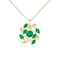 Lab-Created Emerald Olive Branch with Mixed-Cut Leaves Pendant Necklace