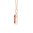 Lab-Created Ruby Clover with Floating Cluster and Moissanite Halo Pendant Necklace