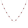 Lab-Created Ruby Oval and Emerald-Cut Stones Station Necklace