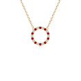 Lab-Created Ruby and Moissanite Open Circle Eternity Pendant Necklace